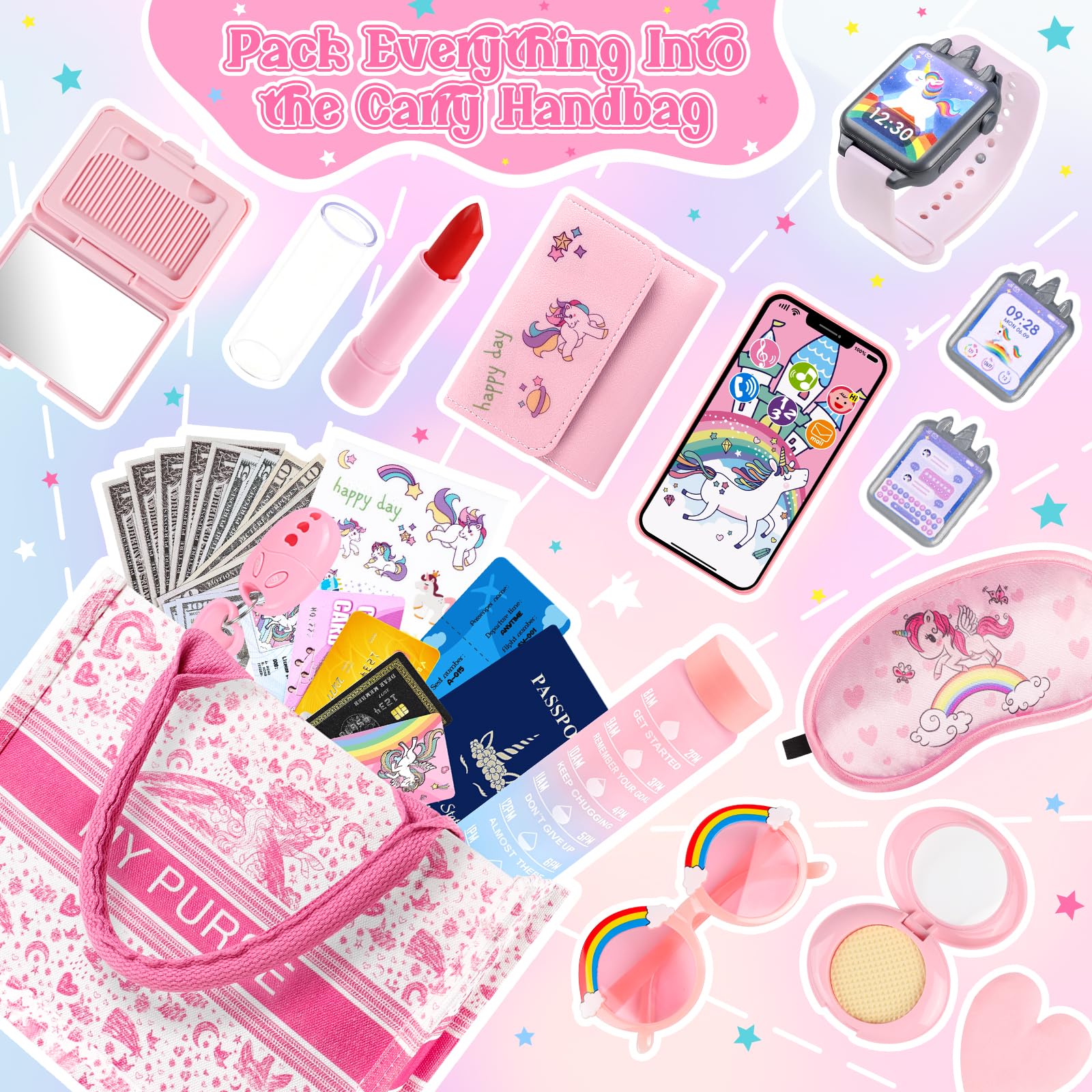 Oisacirg 15 play money and cards fit neatly inside the purse