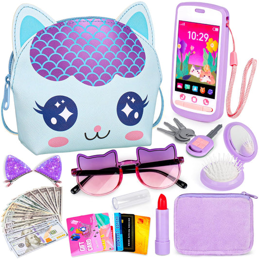 Oisacirg Toddler Purse crossbody cat bag for imaginative pretend play and stylish accessories.