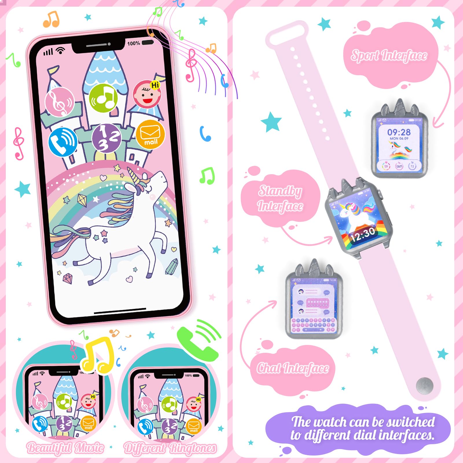 Oisacirg toy phone and watch with sound enhances storytelling and interactive play