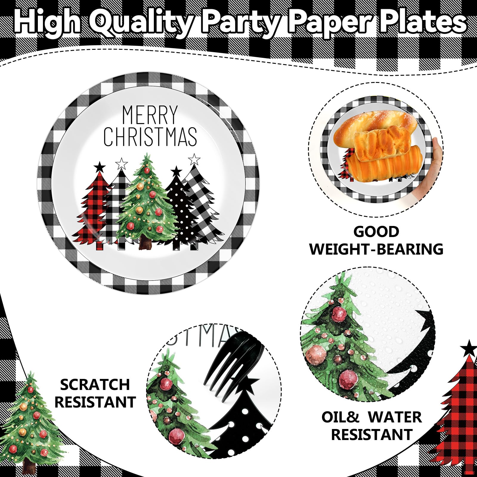 Oitnlaughter buffalo plaid tree napkins 6-5in soft durable for wiping