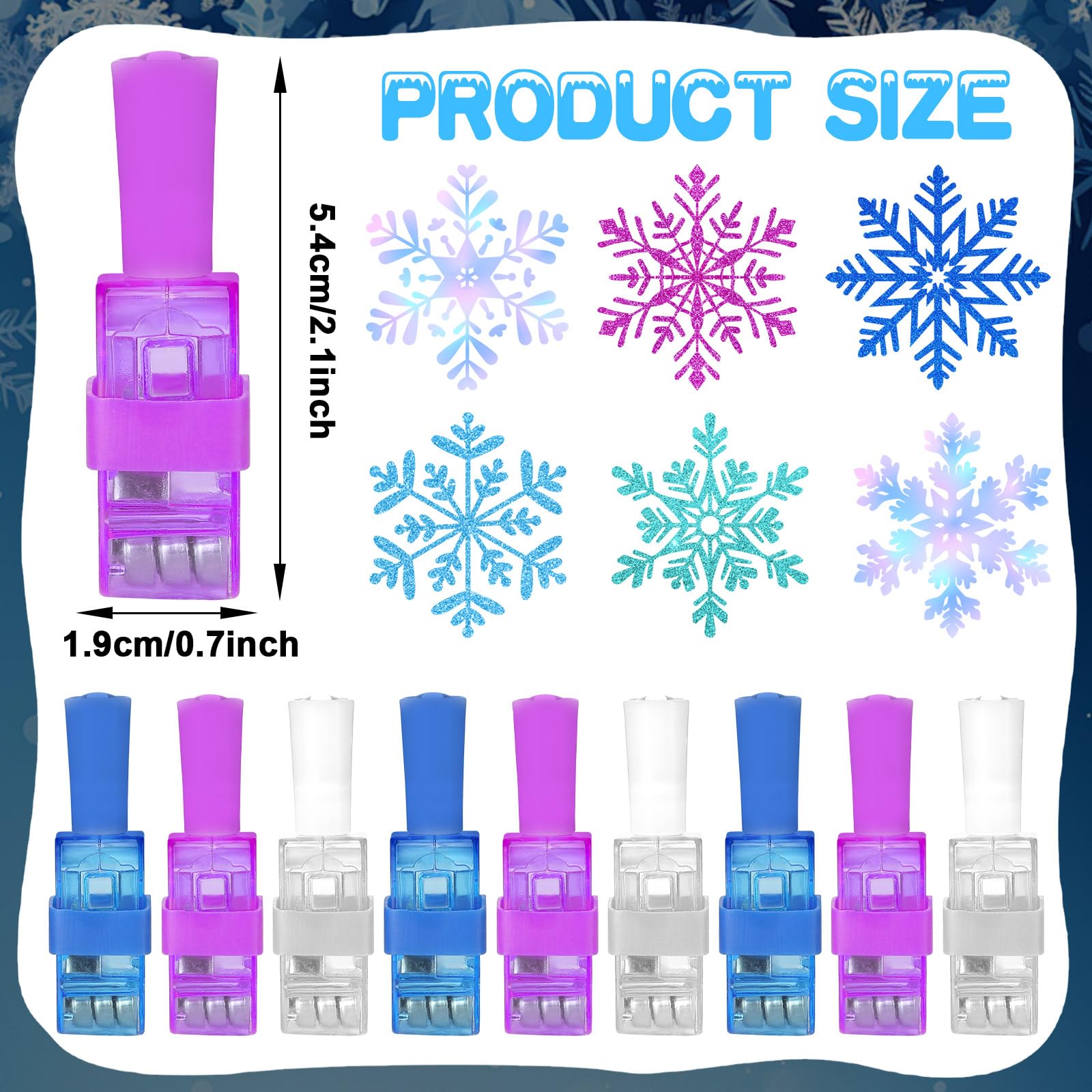Oitnlaughter snowflake LED finger light design B, glow-in-the-dark fun for birthdays.