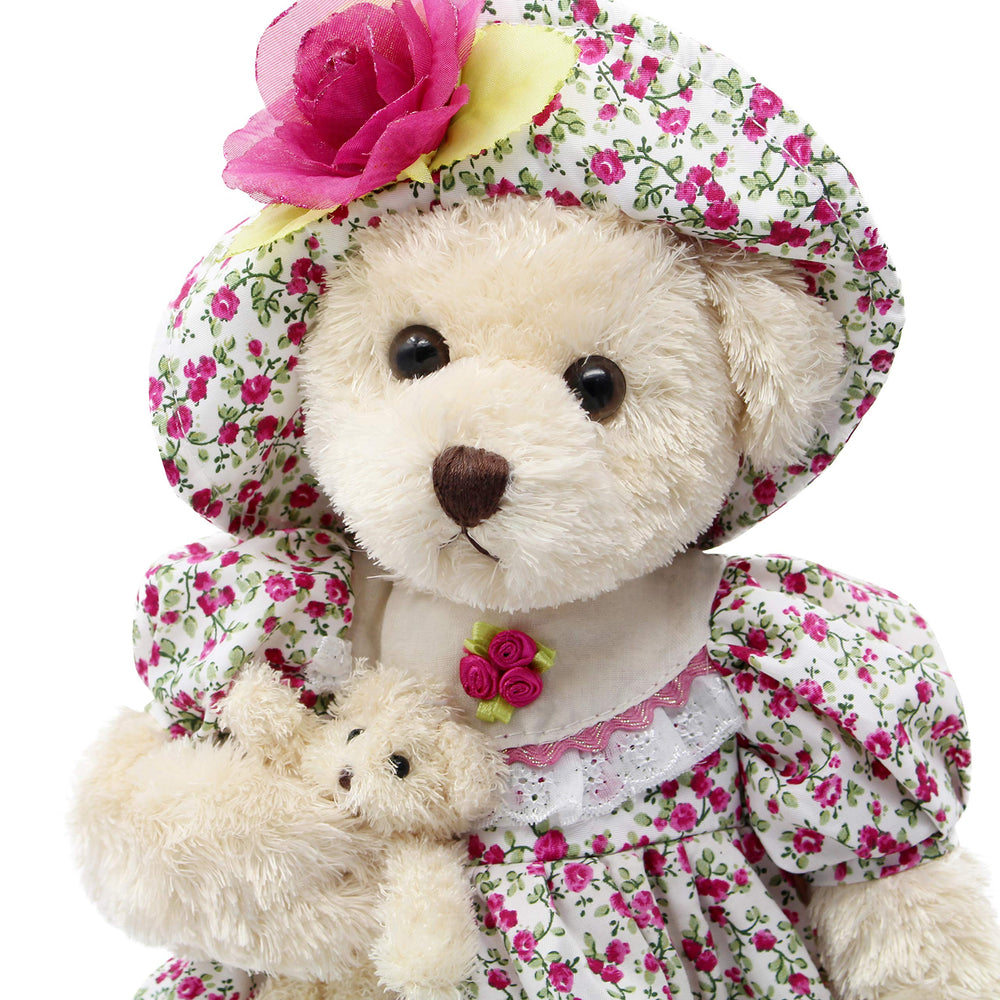 Oitscute teddy bear white dress with bow ready for gifting