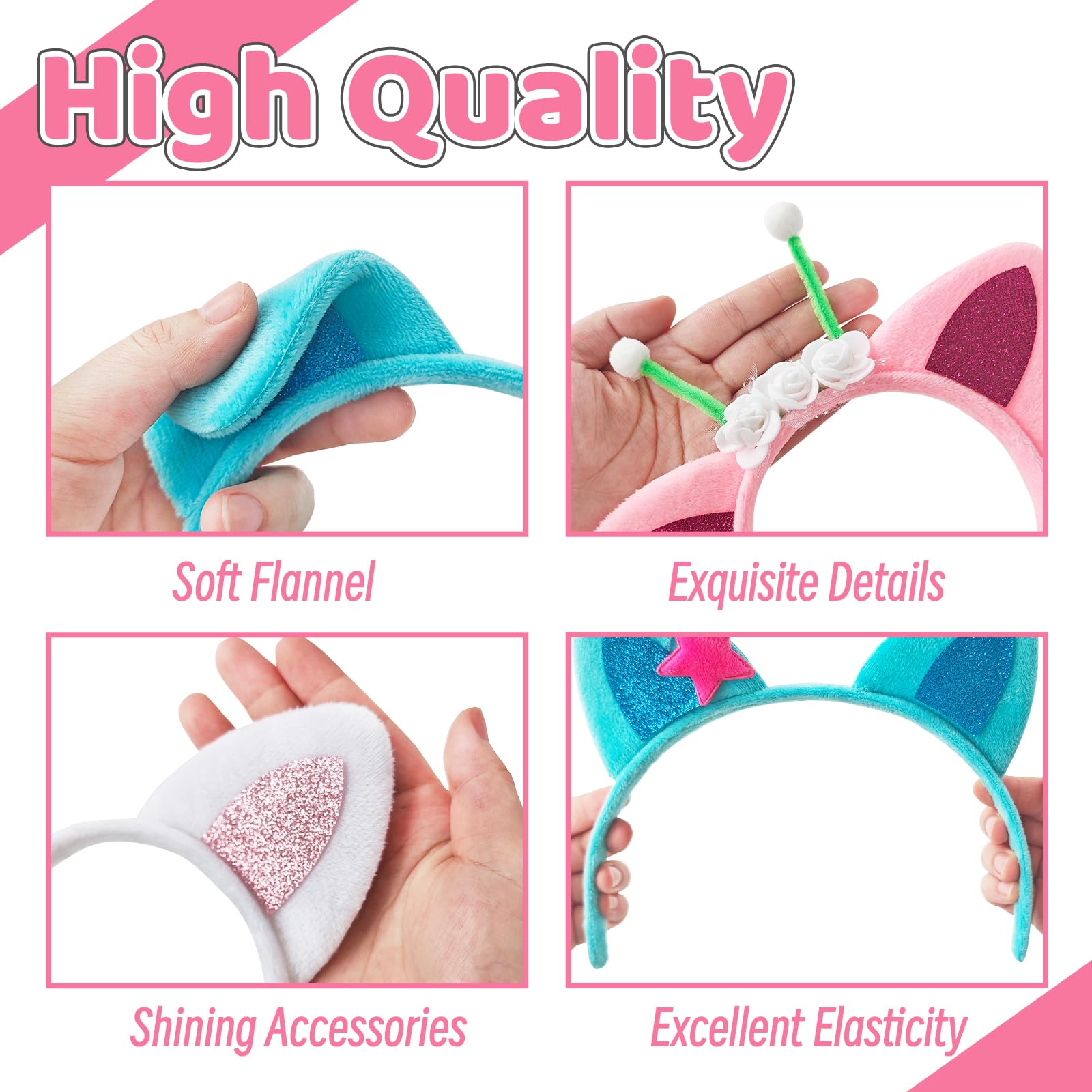 OJYUDD Cat Ears Headband Style 03, durable elastic fit for most wearers