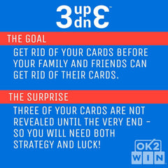 Ok2Win 3UP 3DOWN instruction card detailing simple setup.