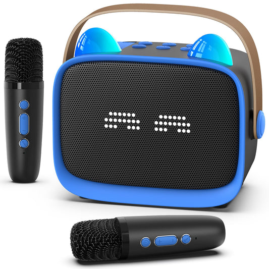 Okaloka mini karaoke machine blue front view for travel singing