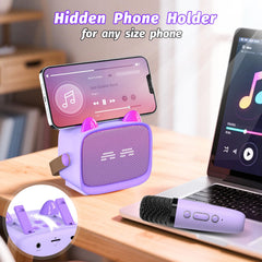 Okaloka mini karaoke LED RGB lights create vibrant party ambiance.