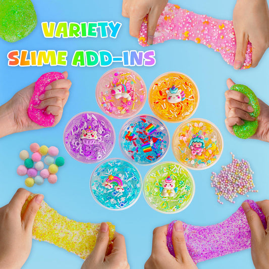 Okaybee 36 add-ins pack offering vibrant textures and colors for slime mixing