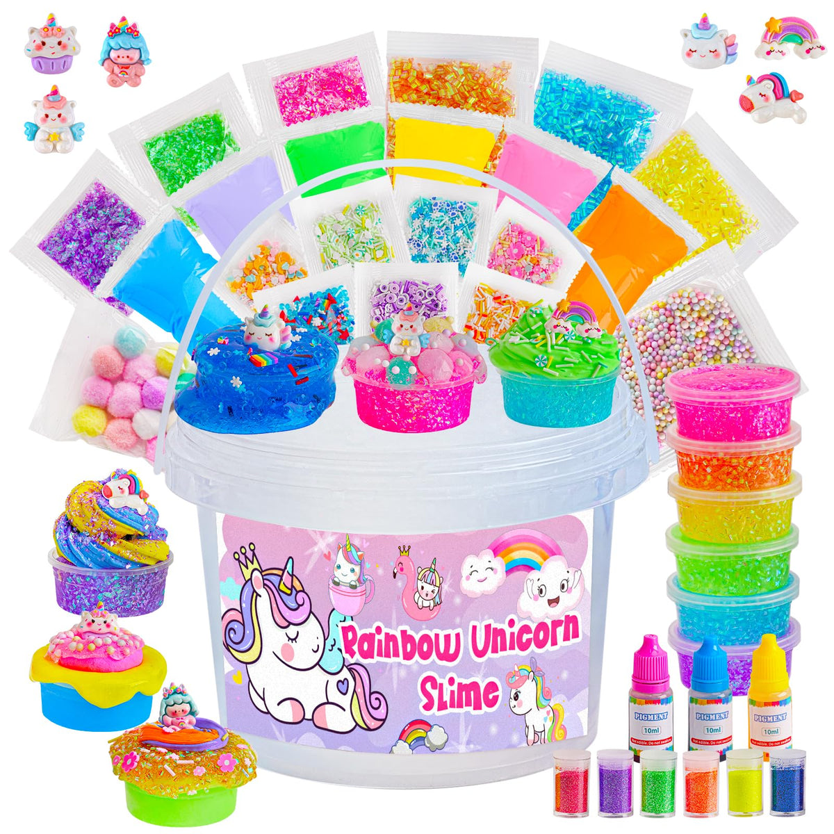 Okaybee Crystal Clear Slime Kit in bucket with 17oz base for creative play
