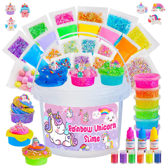 Okaybee Crystal Clear Slime Kit in bucket with 17oz base for creative play