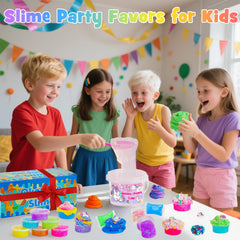 Okaybee Crystal Clear Slime Kit shown unboxed with bonus add-ins