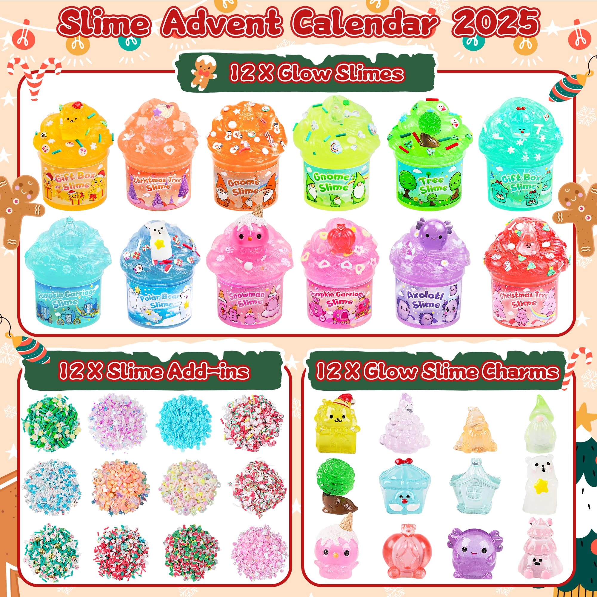 Okaybee slime charms add festive accents for creative holiday play.