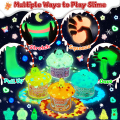 Okaybee 12 rainbow slimes showcase vibrant colors for sensory exploration.