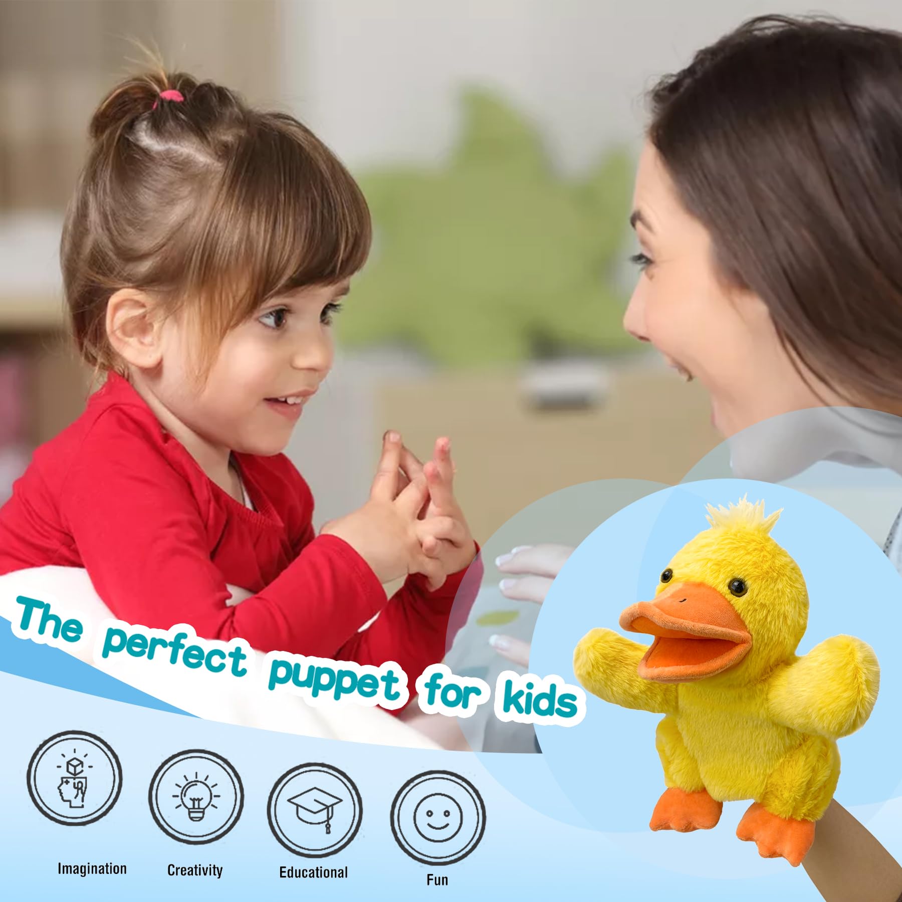 Okegztoa duck puppet is machine washable for easy cleanup.