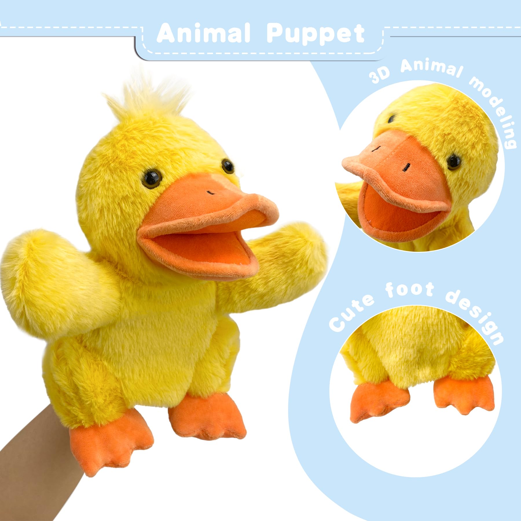 Okegztoa duck puppet for toddlers offers soft, secure handling.