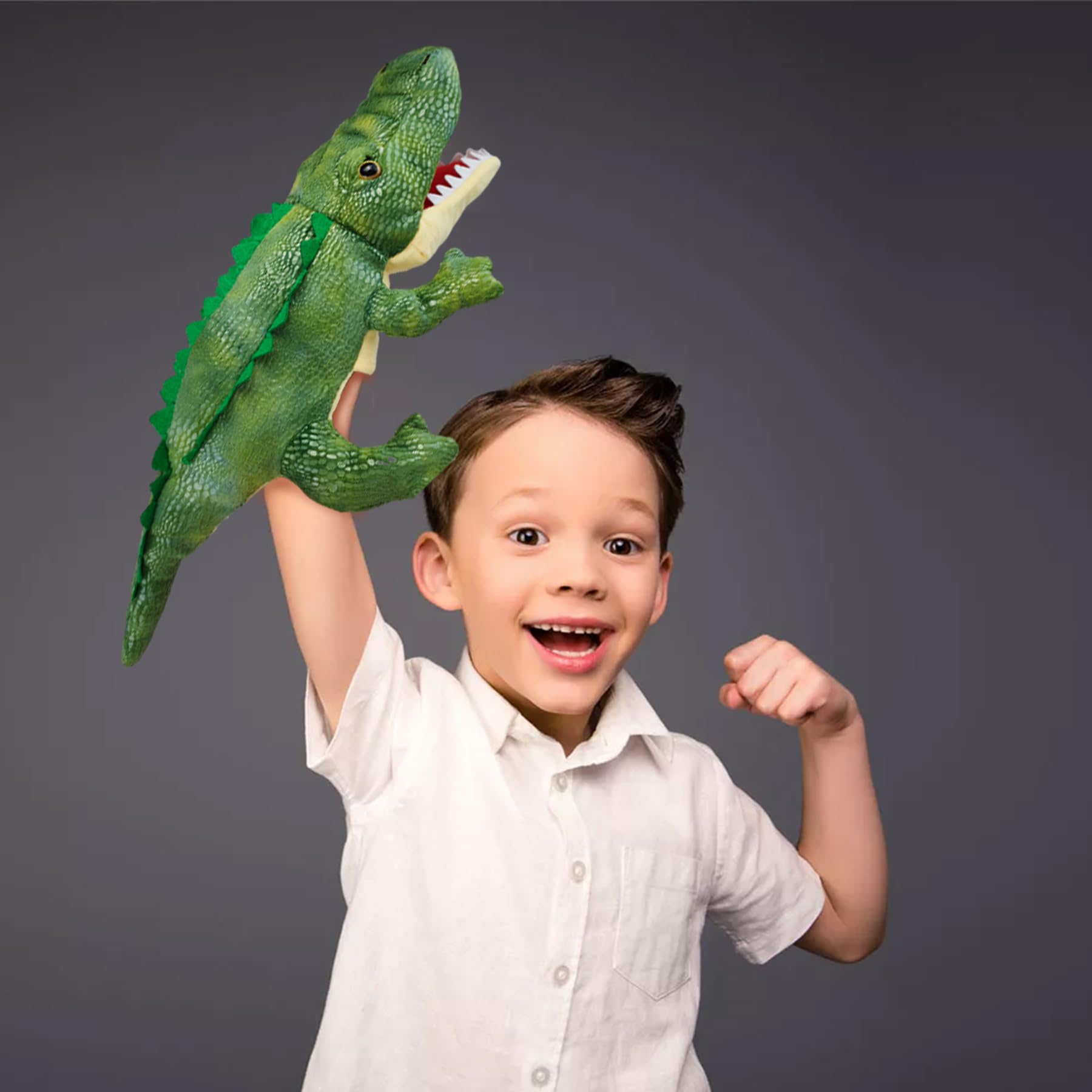 Okegztoa frog puppet with expressive eyes for lively conversations