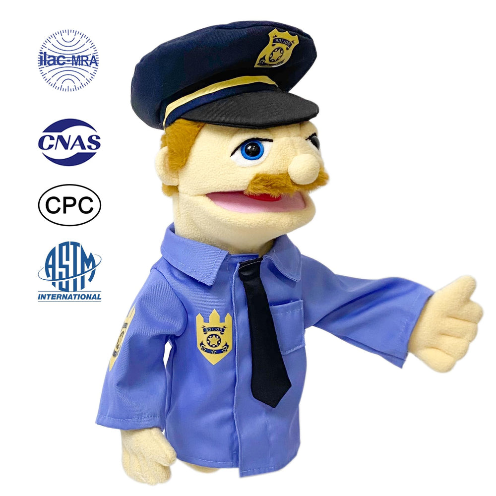 Okegztoa policeman puppet for kids' imaginative play and classroom stories