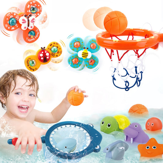 OKGIUGN bath toys hoop and balls for bath time fun and easy suction play.
