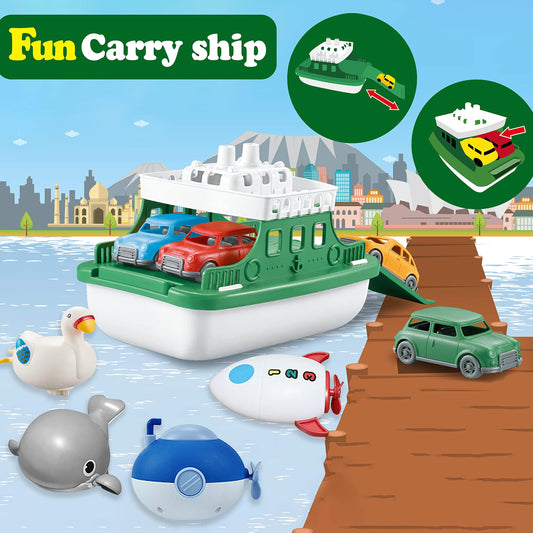 OKGIUGN mini car on ferry image for bath-time motorized play
