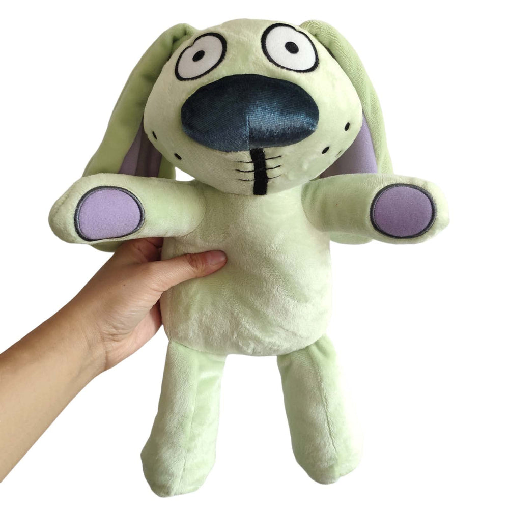 Okidg Knuffle Bunny plush, 13.8 inch, ideal shelf decor for cozy spaces.