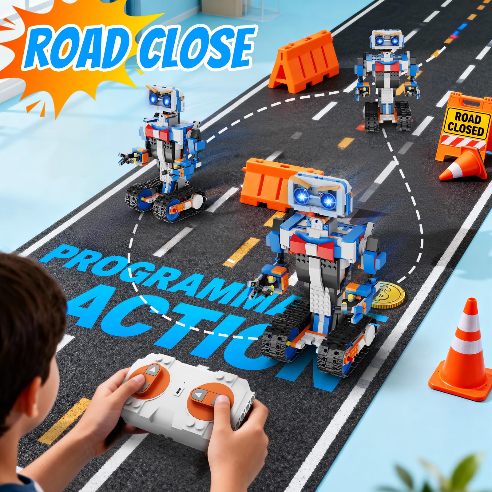 OKK remote-control robot in action demonstrating playful engineering exploration.