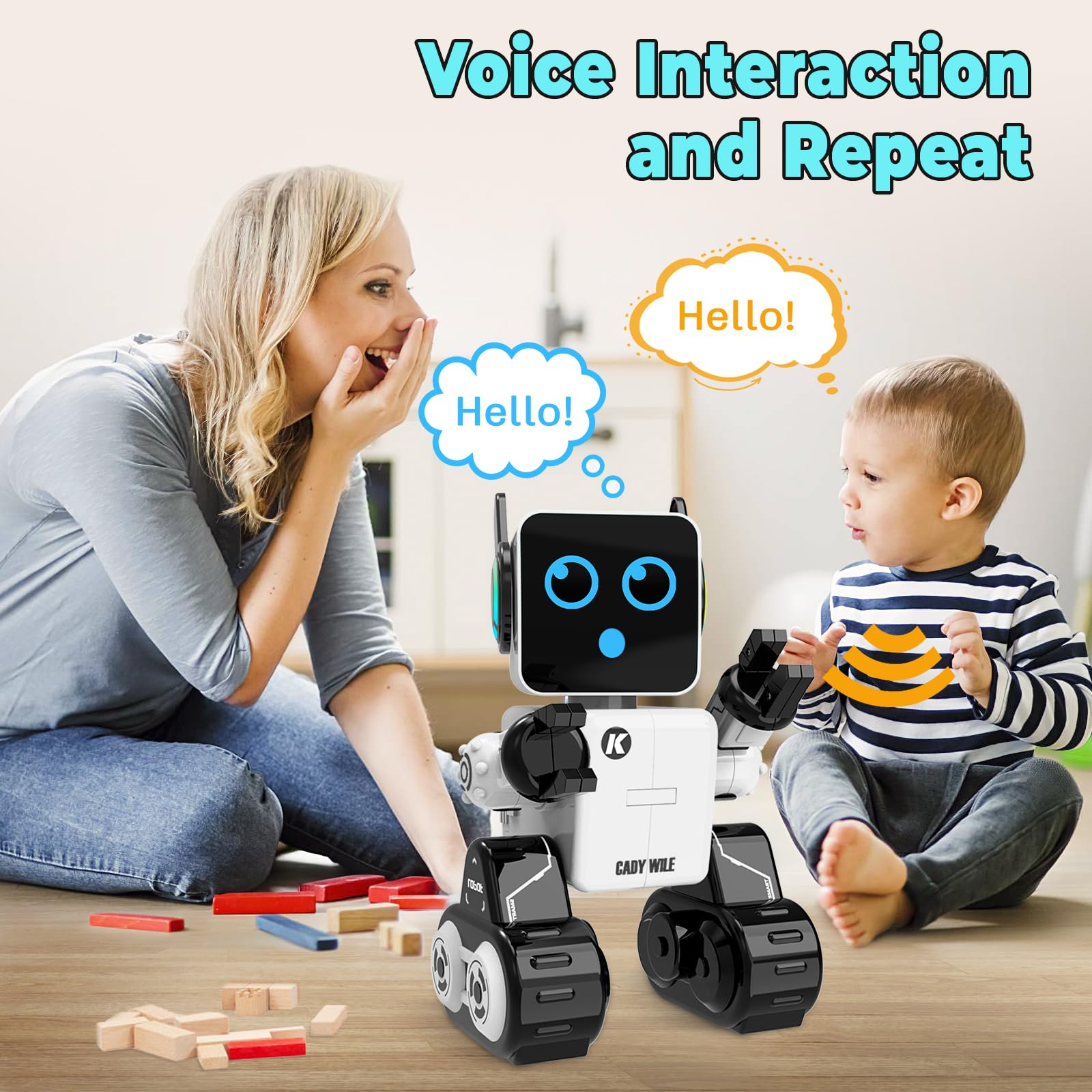 okk robot toy LED eyes light up during interactive play sessions