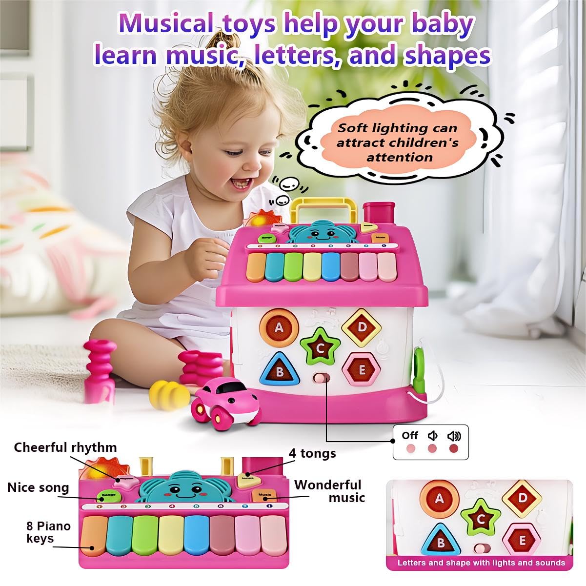 OKREVIEW activity house with garage and car stimulates imaginative play.