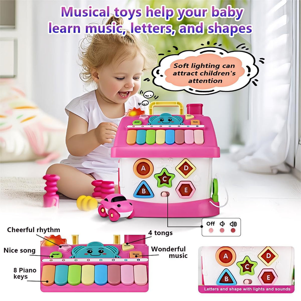 OKREVIEW activity house with garage and car stimulates imaginative play.