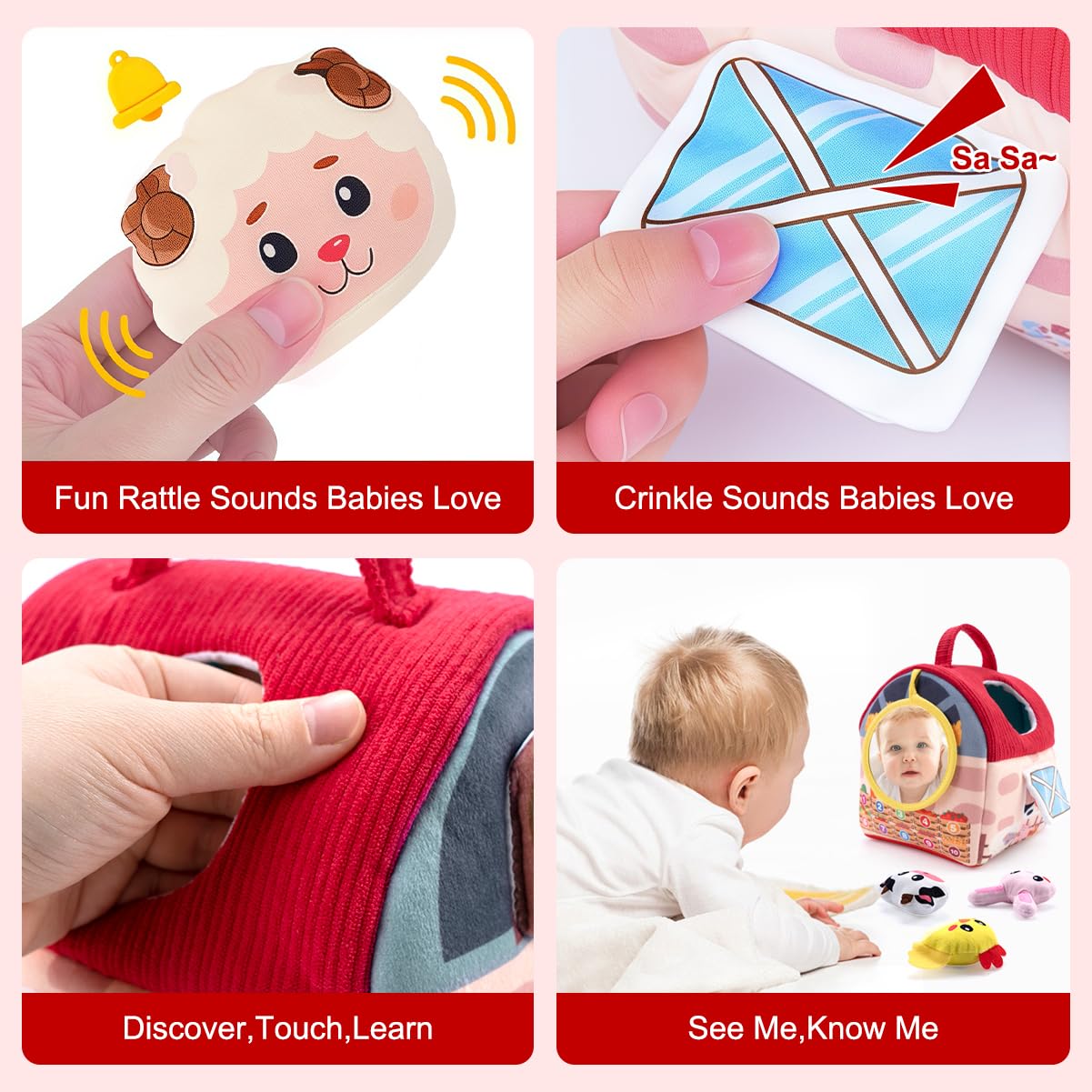 OKREVIEW crinkle textures and sounds enhance baby sensory engagement