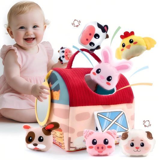 OKREVIEW Montessori sensory barn with plush animals for soothing, exploratory play