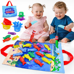 OKREVIEW Montessori fishing playset with two poles for toddlers' engagement