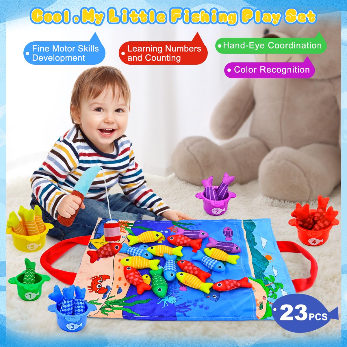 OKREVIEW Stackable fish buckets to practice sorting and early math