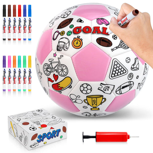 OKWUYiK size 4 pink soccer ball ready for customization and play.