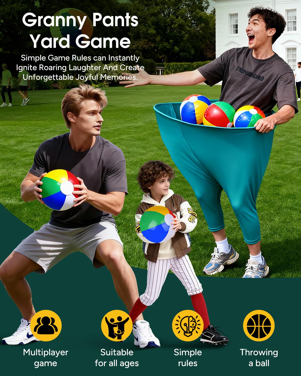 Olaiti Granny Pants Yard Game shows 12 bouncy balls for lively play