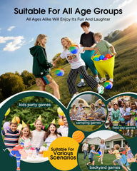 Outdoor backyard scene with Olaiti pants game for family fun