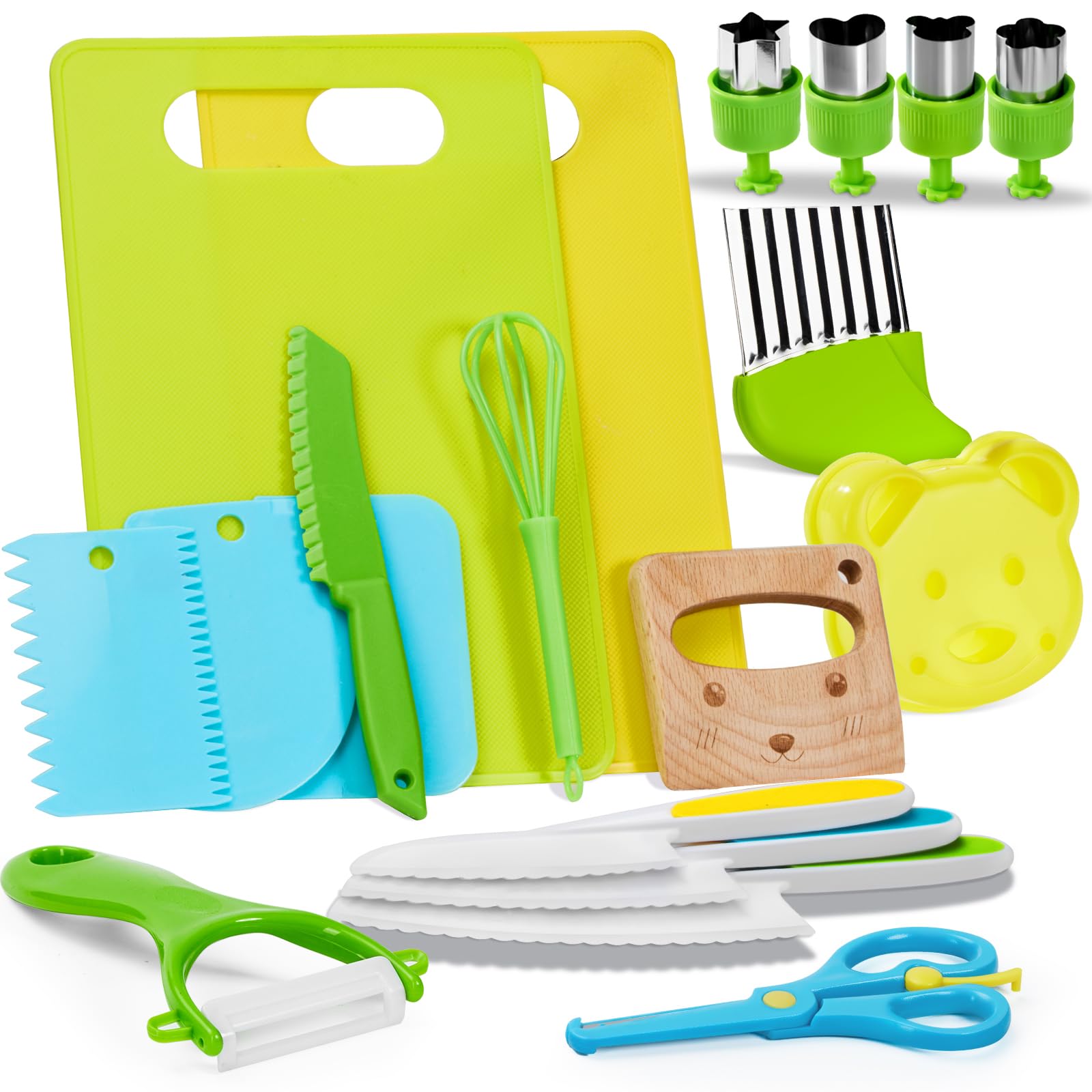 OLANRUN kids-safe knife set wooden knife for real cooking with toddlers.