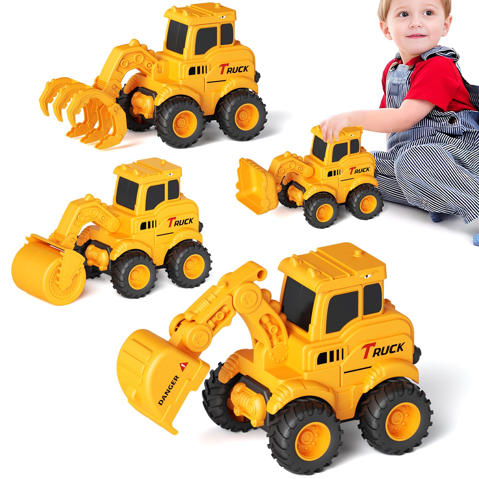Olbyefly excavator toy with movable arm for realistic sandbox play