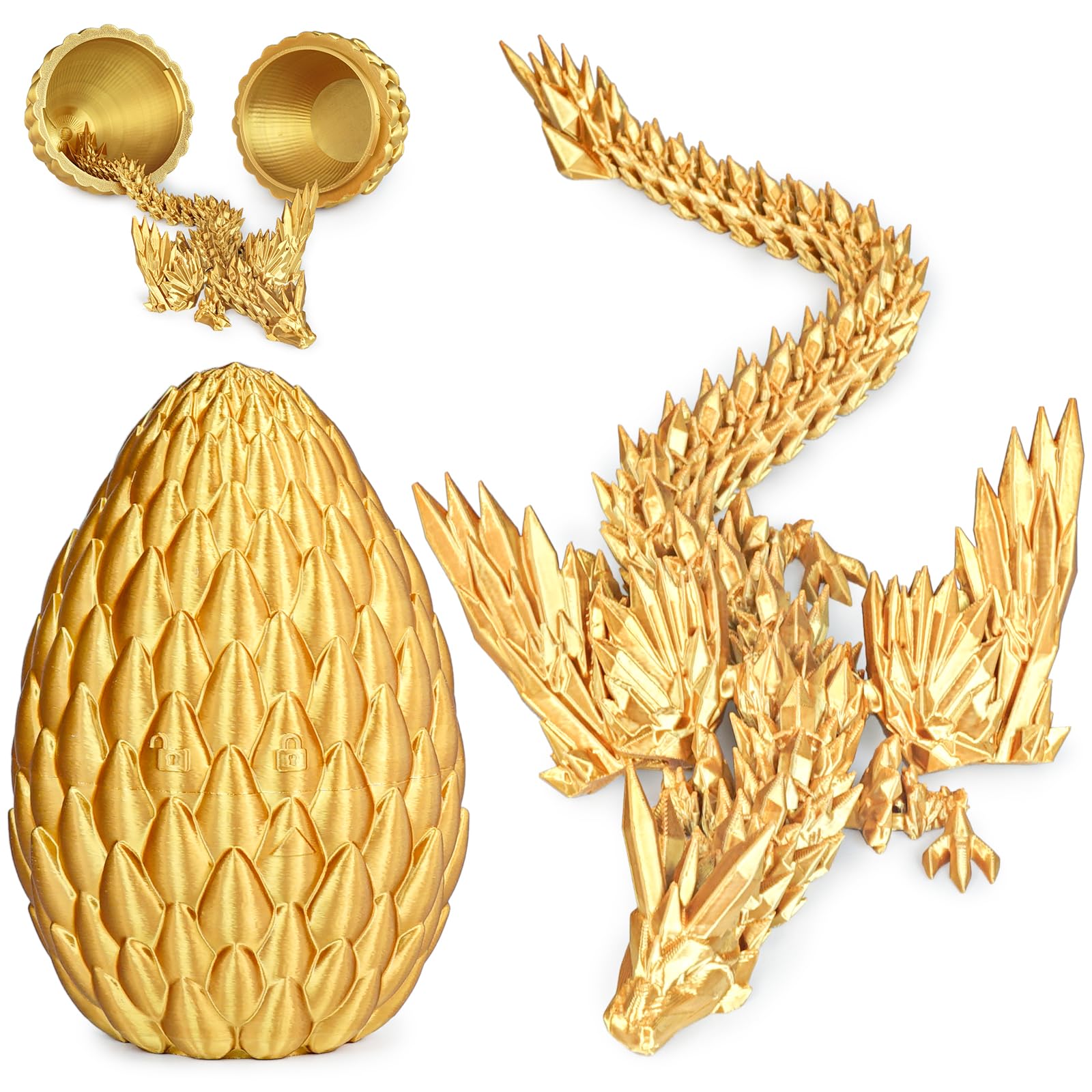 Olee Odee gold dragon egg with crystal finish for desk decor and display