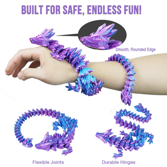 Olee Odee articulated dragon gradient light purple red with tactile charm