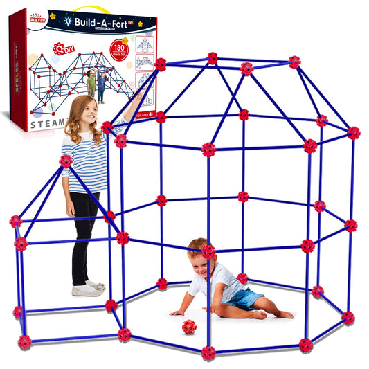 OleFun 180-pack fort building kit parts arranged for imaginative play
