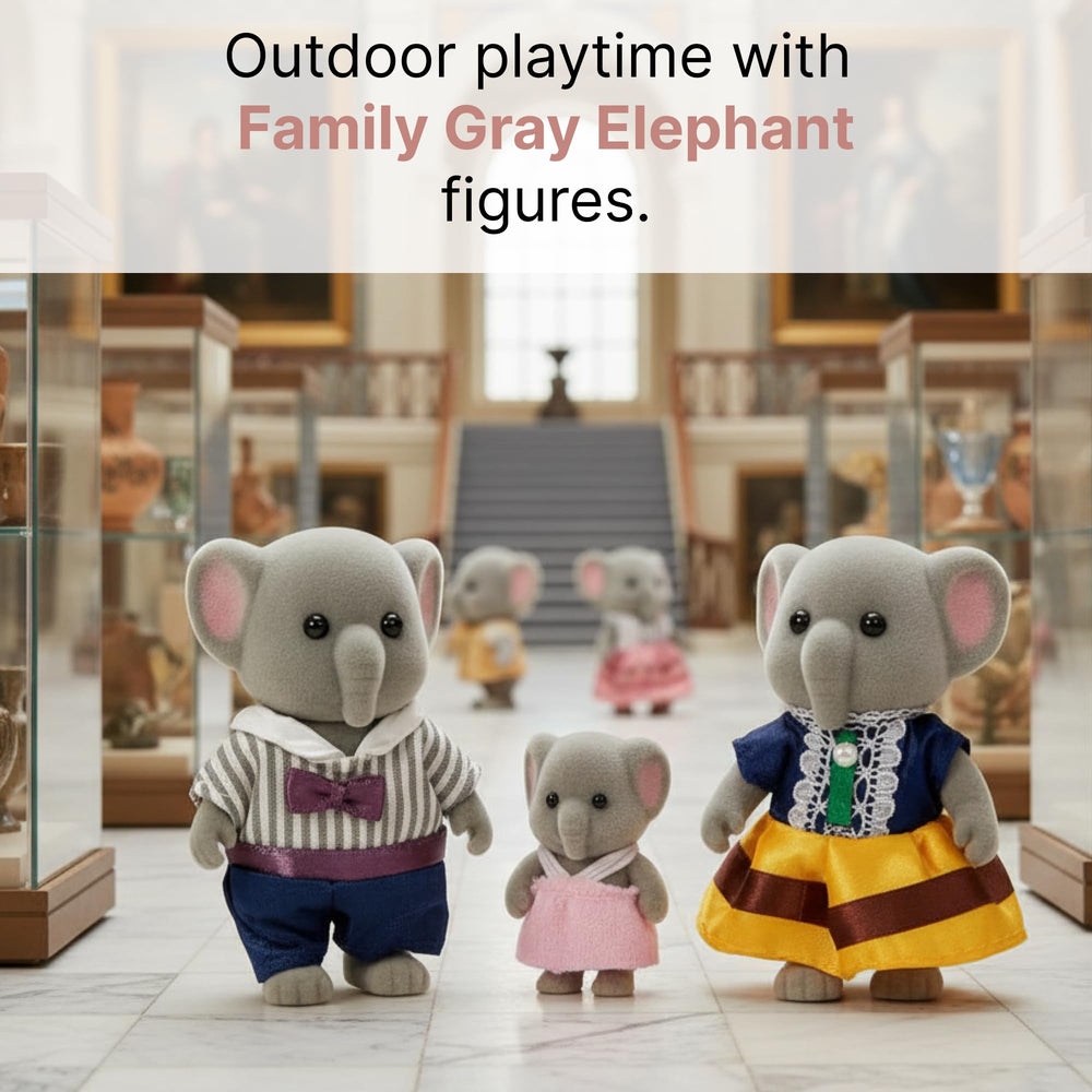 OLEOCA Belmont Family gray elephants, parents, perfect for shelf display and storytelling.