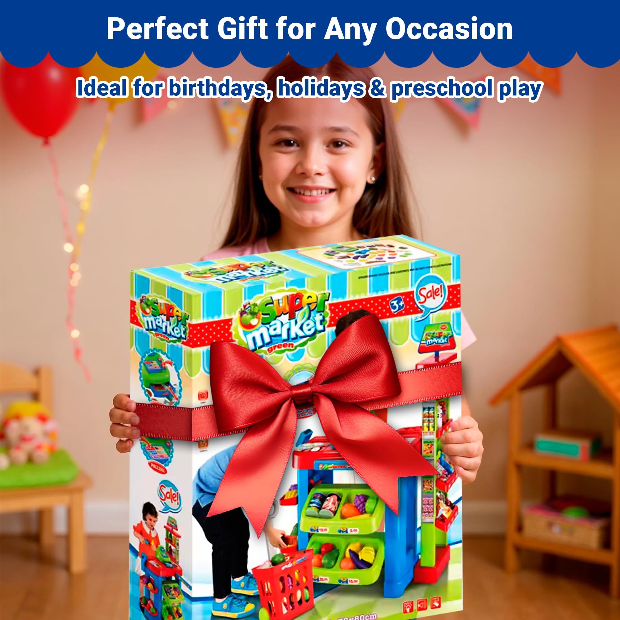 OLEOCA grocery playset supports sharing and cooperative pretend play