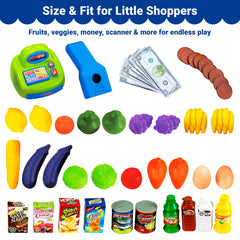 OLEOCA shelves and groceries help kids organize pretend shopping scenes