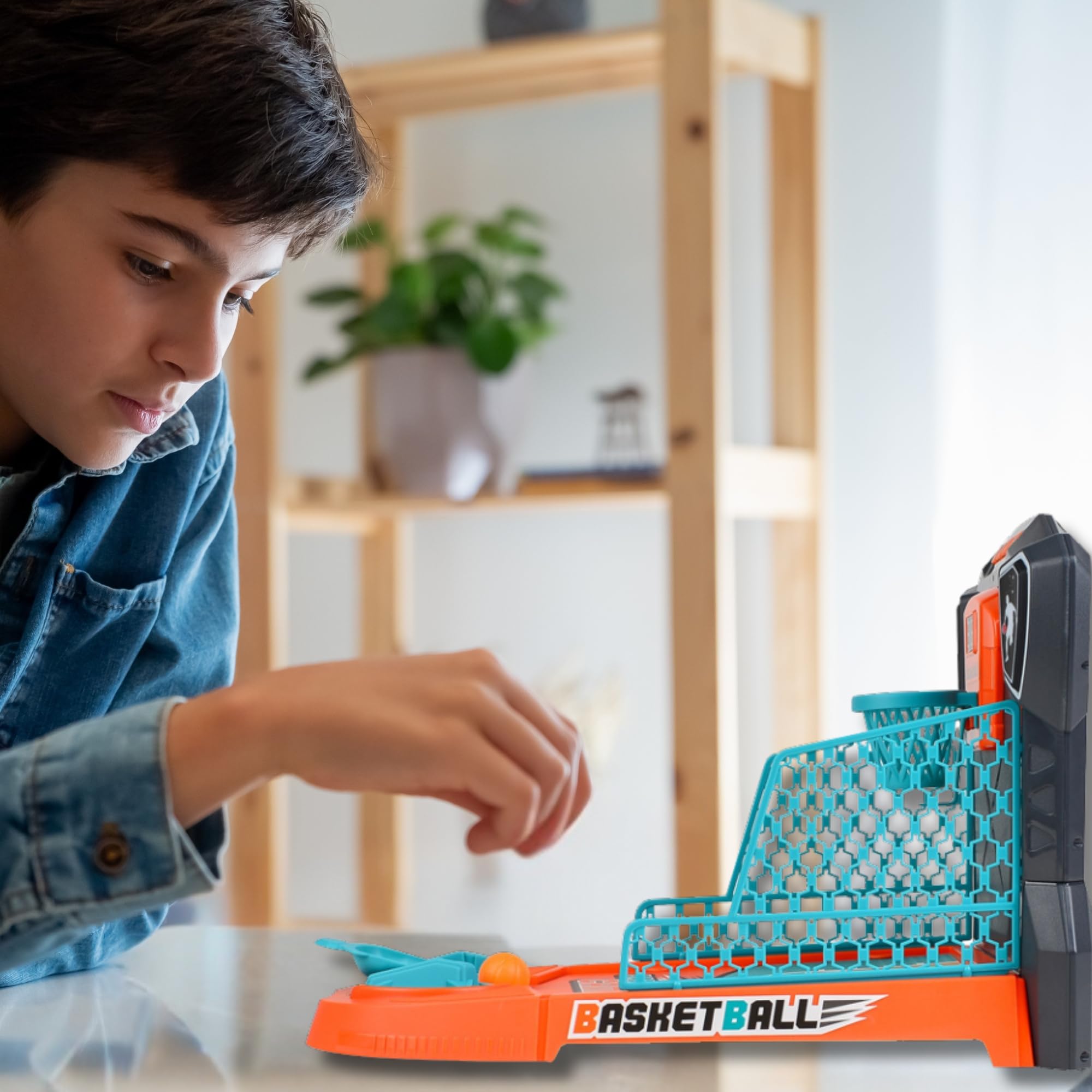 OLEOCA Tabletop Basketball Game desk hoop ready for quick rounds at home.