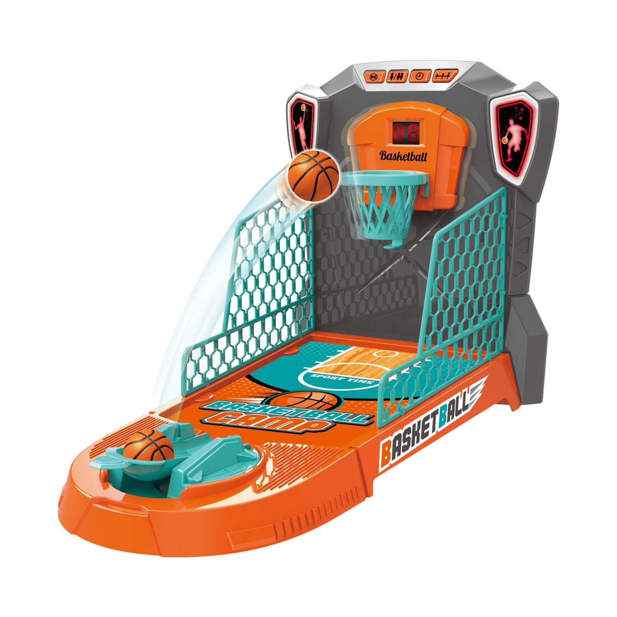 OLEOCA Tabletop Basketball Game with spring-loaded shooter for fast play.