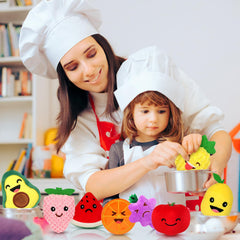 OleOletOy orange plush sensory toy offers vibrant color prompts for color learning.