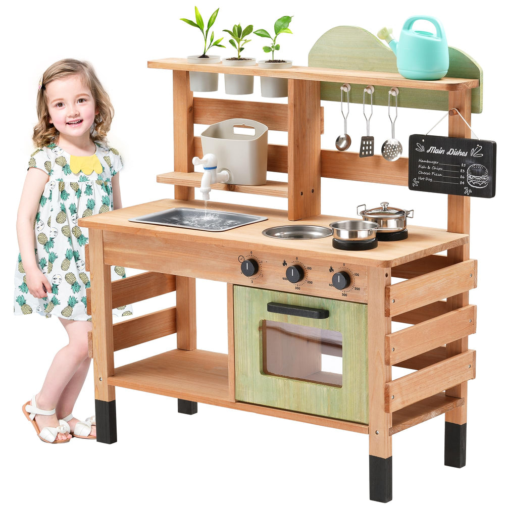 OLLIKIVI outdoor play kitchen in wood boosts imaginative play outdoors