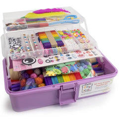 Olly Kids open gift box with colorful craft supplies for creative play