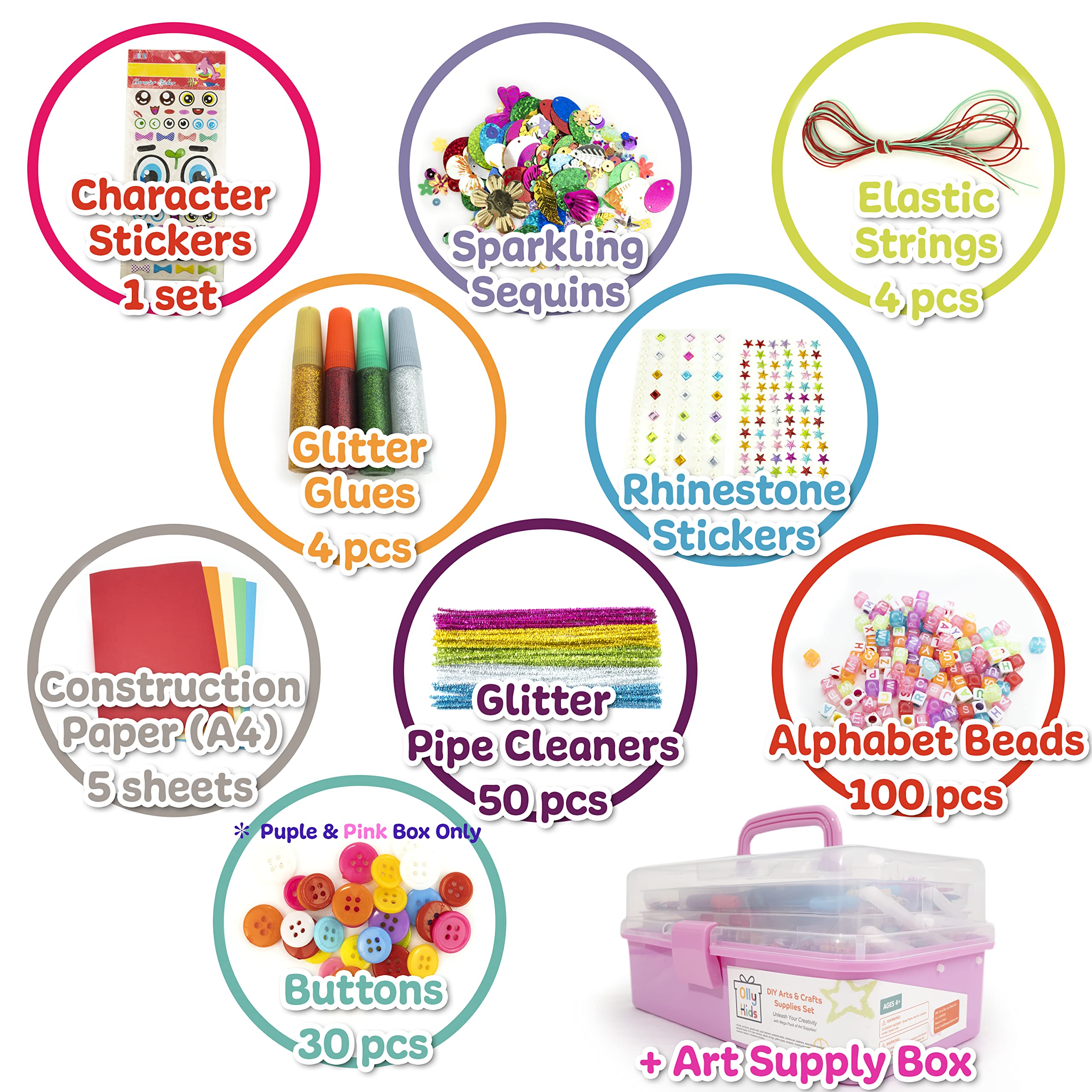 Olly Kids three-layer art box with divided sections for neat storage.