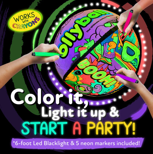 Ollyball Glow Party neon markers add brightness and glow to decorations.