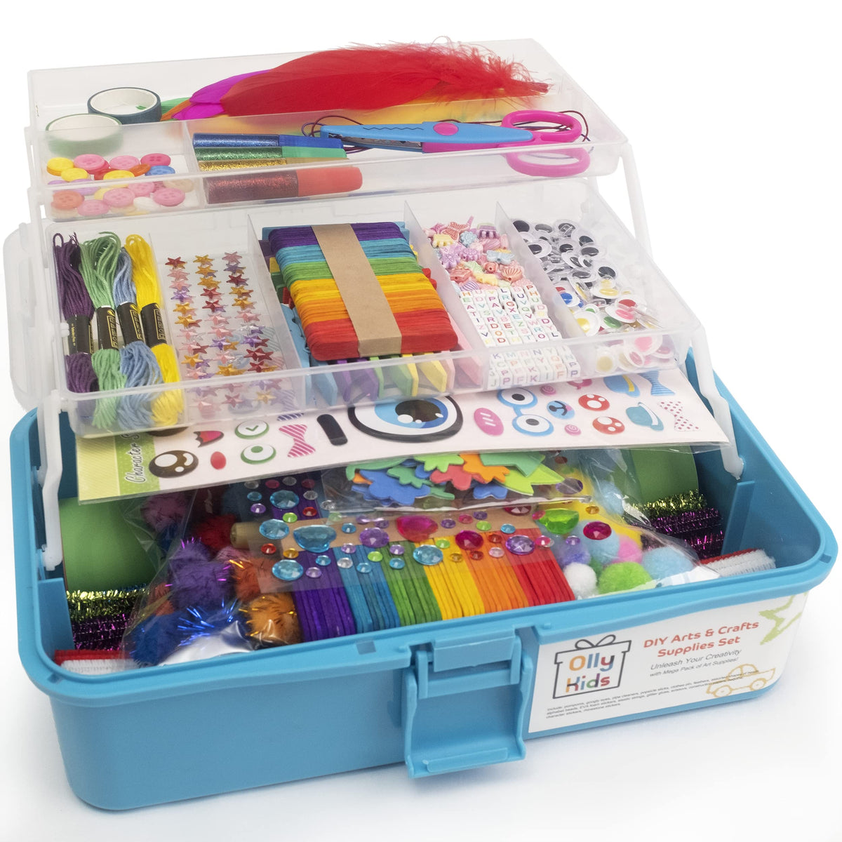 Olly Kids Craft Kits Library box open showing a full set for collaborative creative afternoons